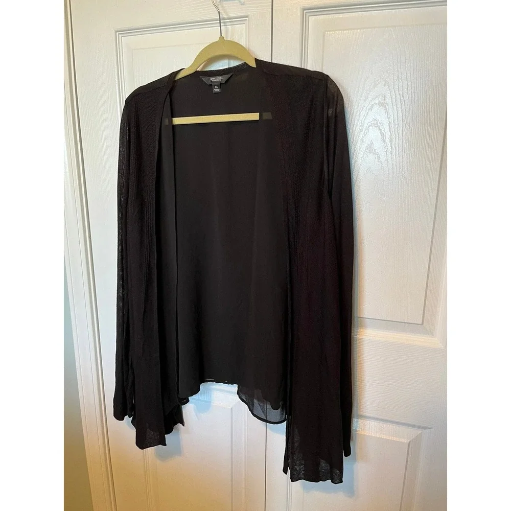 SIMPLY VERA VERA WANG Womens Size XL Open Front Black‎ Cardigan - Picture 3 of 9